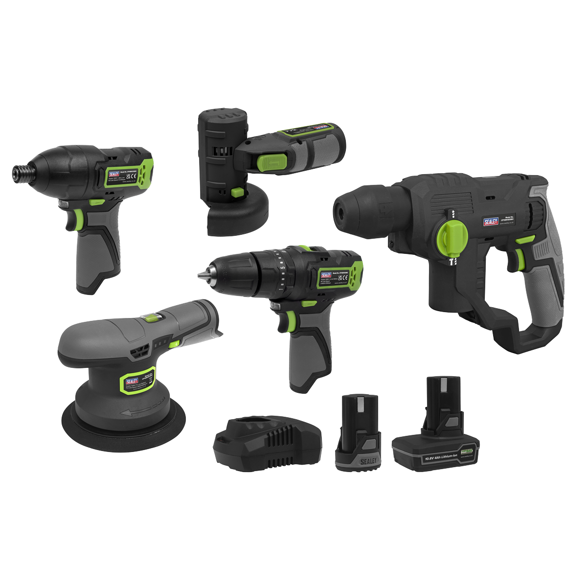 5 x SV10.8 Series Cordless Power Kit 10.8V - 2 Batteries & Euro Plug