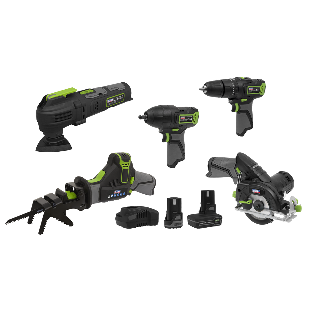 5 x SV10.8 Series Cordless Power Kit 10.8V - 2 Batteries & Euro Plug