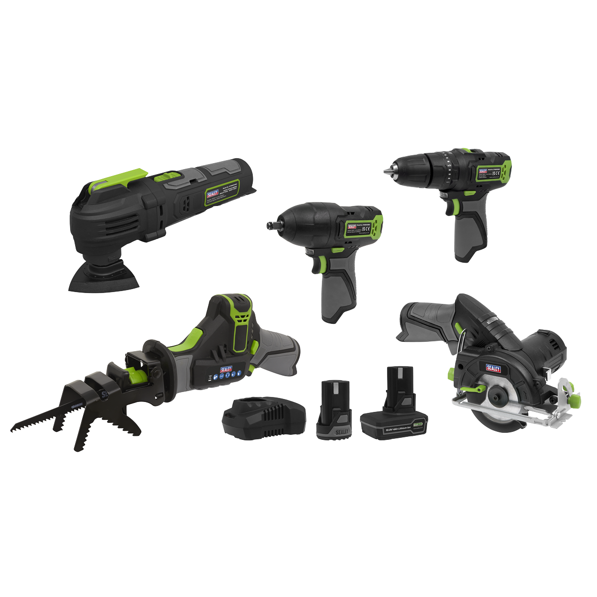 5 x SV10.8 Series Cordless Power Kit 10.8V - 2 Batteries & Euro Plug