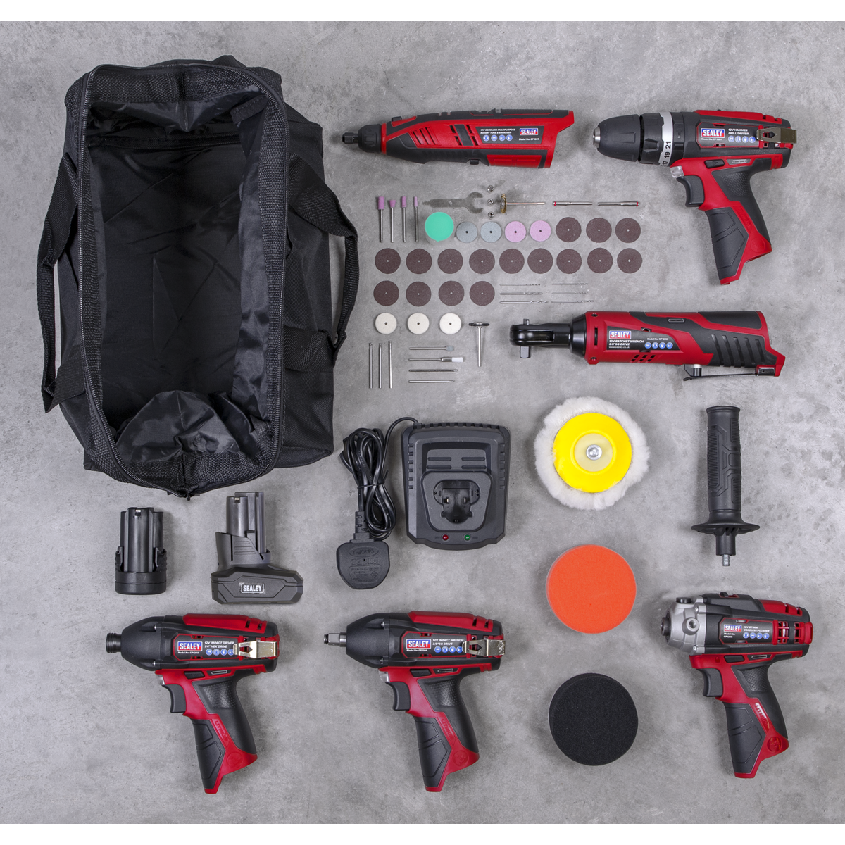 6 x SV12 Series Cordless Power Tool Kit 12V - 2 Batteries