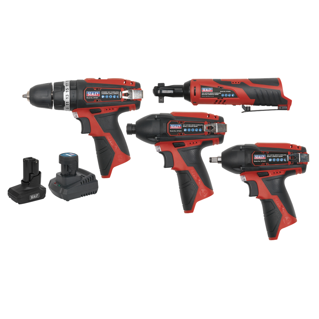 4 x SV12 Series Cordless Power Tool Kit 12V - 2 Batteries