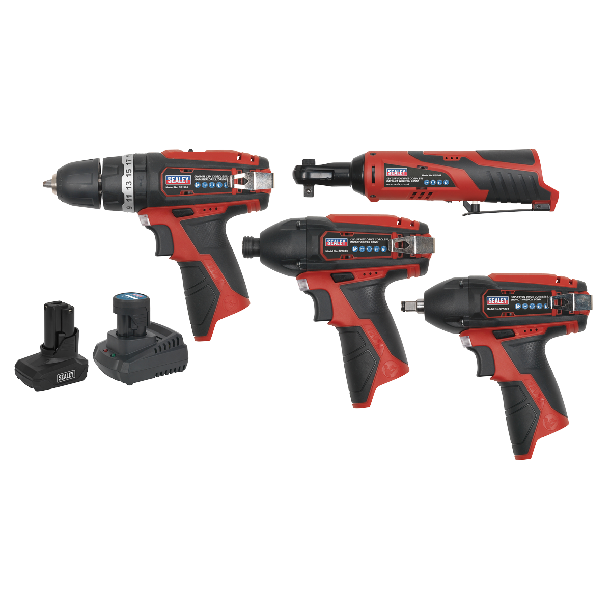 4 x SV12 Series Cordless Power Tool Kit 12V - 2 Batteries