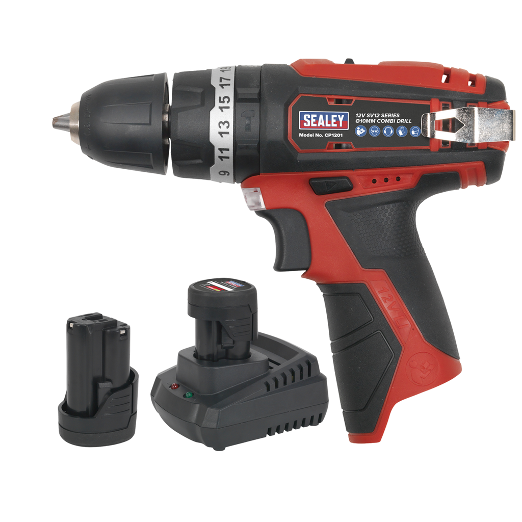 SV12 Series 10mm Cordless Combi Drill Kit 12V 2Ah - 2 Batter