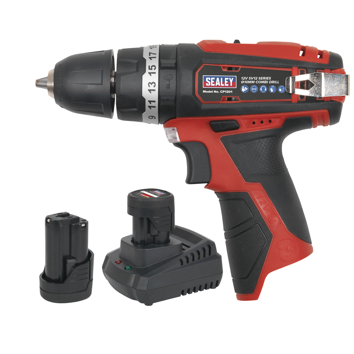 SV12 Series 10mm Cordless Combi Drill Kit 12V 2Ah - 2 Batter