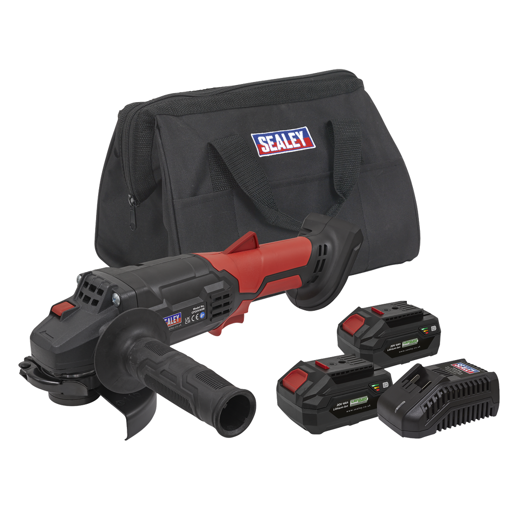 SV20 Series 115mm Cordless Angle Grinder Kit 20V 4Ah - 2 Bat