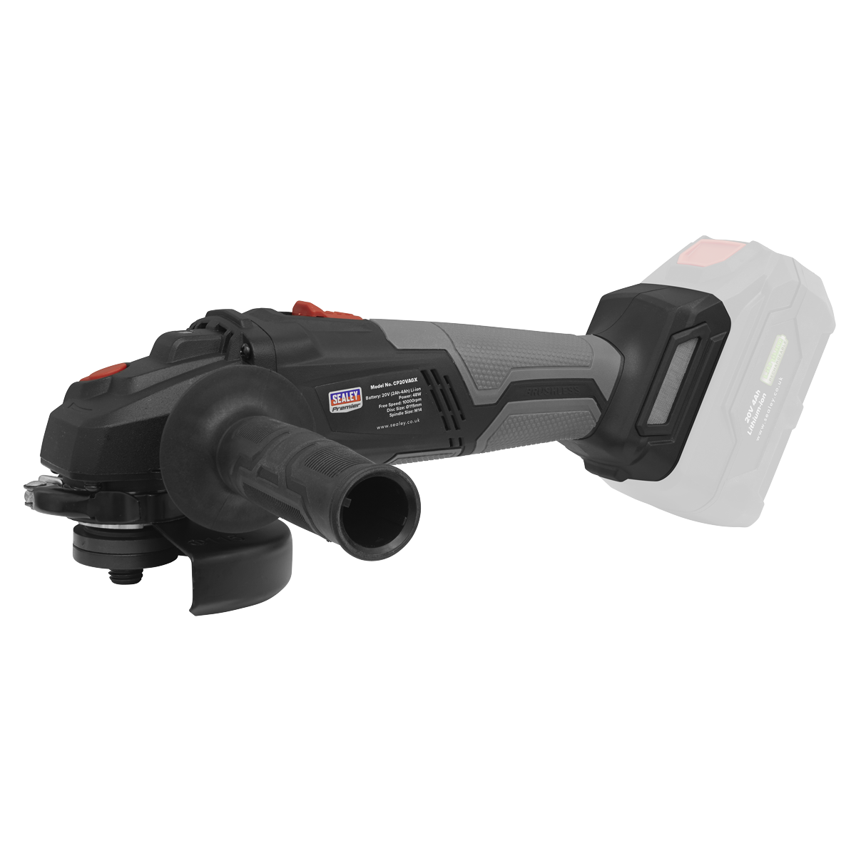 Premier SV20 Series 115mm Brushless Cordless Angle Grinder Kit 20V 4Ah - 2 Batteries