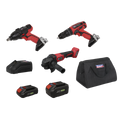 3 x SV20 Series Cordless Power Tool Kit 20V Euro Plug - 2 Batteries
