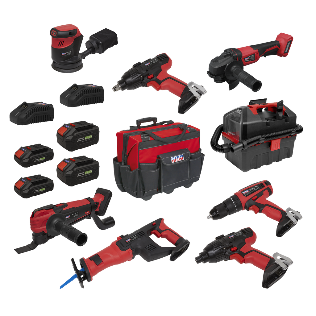 8 x SV20 Series Cordless Power Tool Kit 20V Euro Plug - 4 Batteries