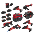 8 x SV20 Series Cordless Power Tool Kit 20V Euro Plug - 4 Batteries