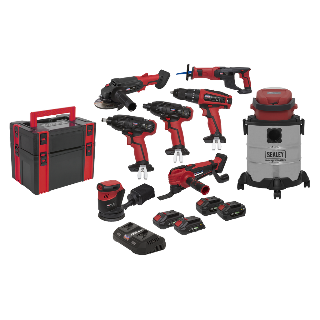 8 x SV20 Series Cordless Power Tool Kit 20V - 4 Batteries