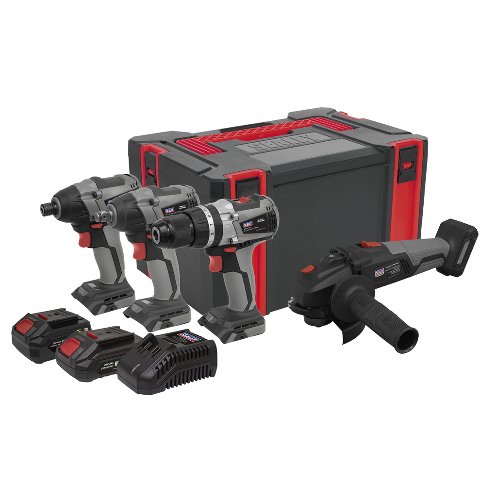 Premier 4 x SV20 Series Cordless Brushless Power Tool Kit 20V Euro Plug - 2 Batteries
