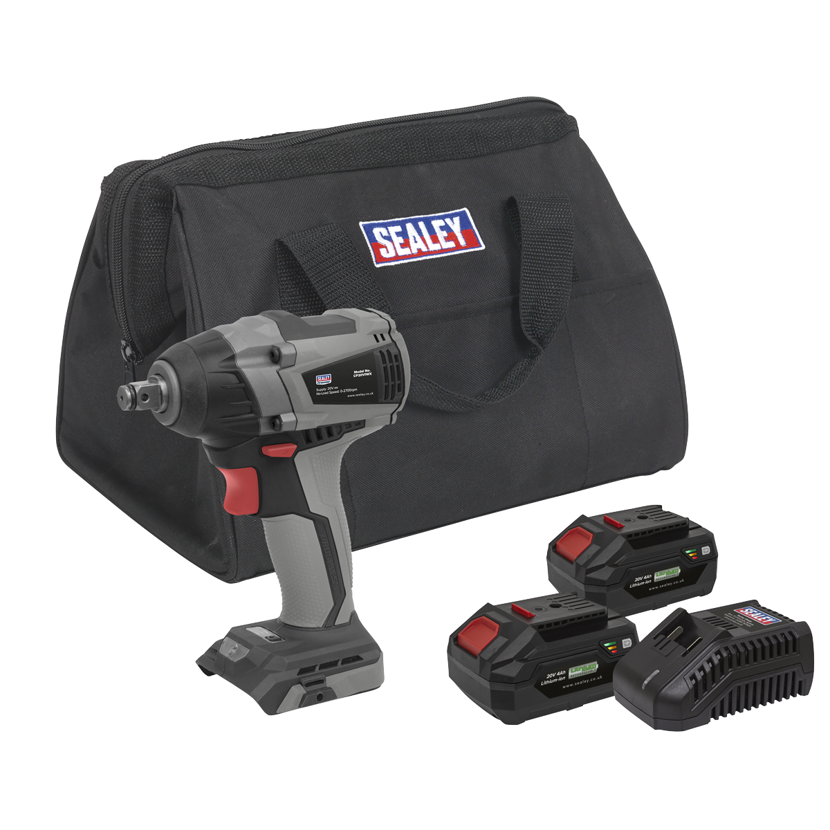 Premier SV20 Series 1/2"Sq Drive Brushless Cordless Impact Wrench Kit 20V 4Ah - 2 Batteries