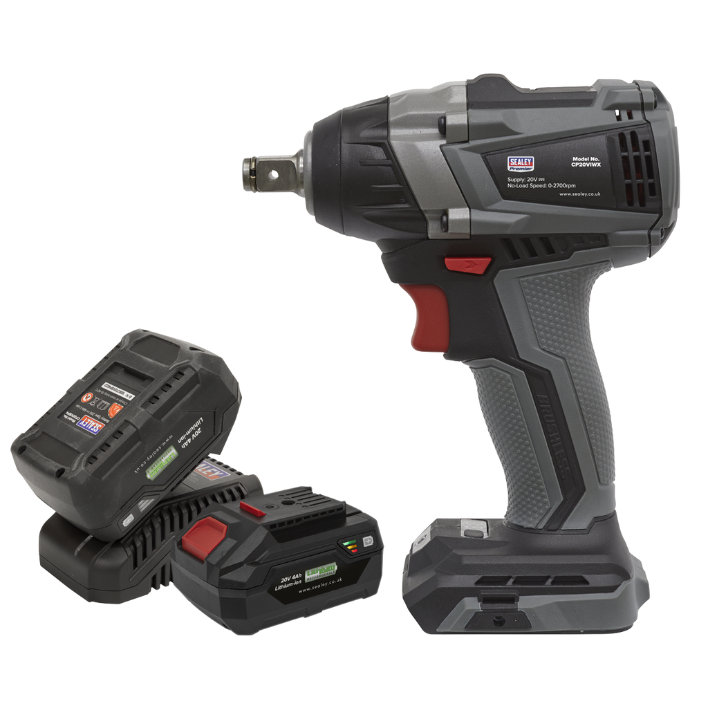 Premier SV20 Series 1/2"Sq Drive Brushless Cordless Impact Wrench Kit 20V 4Ah - 2 Batteries