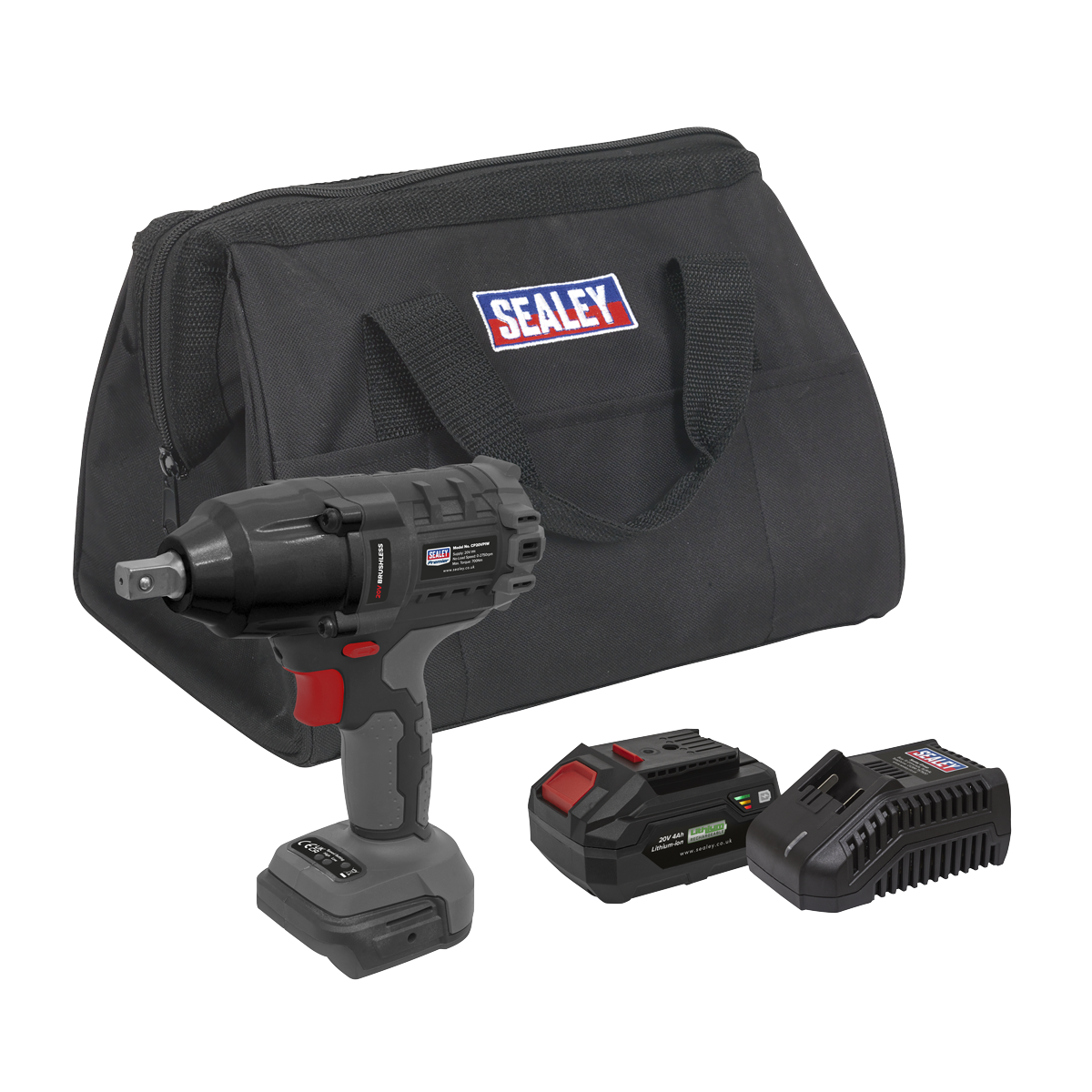 Premier SV20 Series 1/2"Sq Drive Brushless Cordless Impact Wrench Kit 20V 4Ah