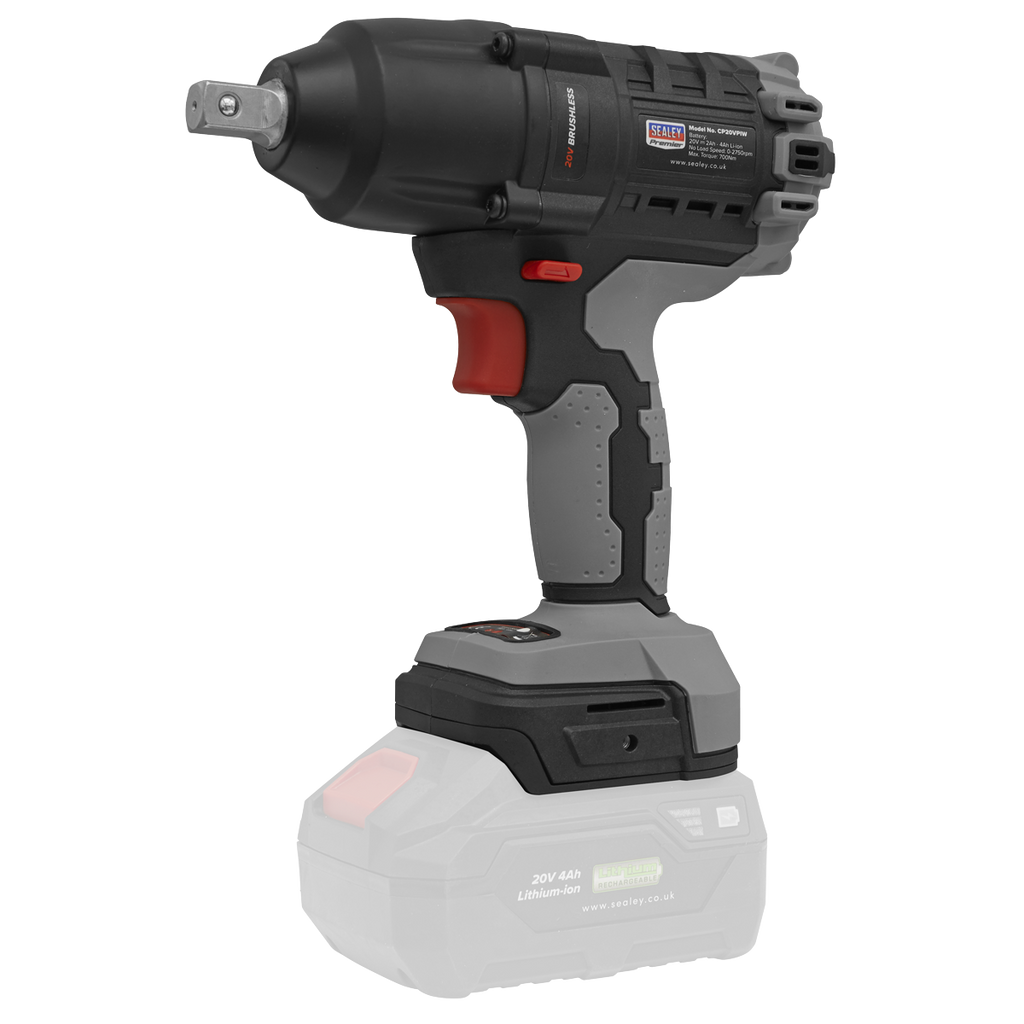 Premier SV20 Series 1/2"Sq Drive Brushless Cordless Impact Wrench Kit 20V 4Ah - 2 Batteries