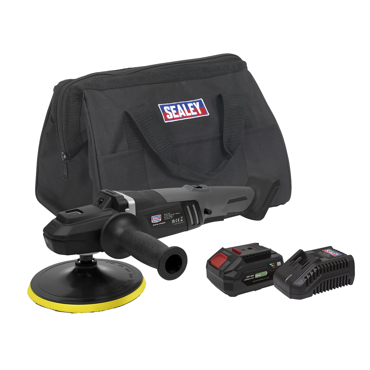 Premier SV20 Series 180mm Brushless Cordless Rotary Polisher Kit 20V 4Ah