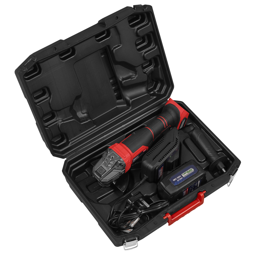 115mm Cordless Angle Grinder 18V 3Ah - Red