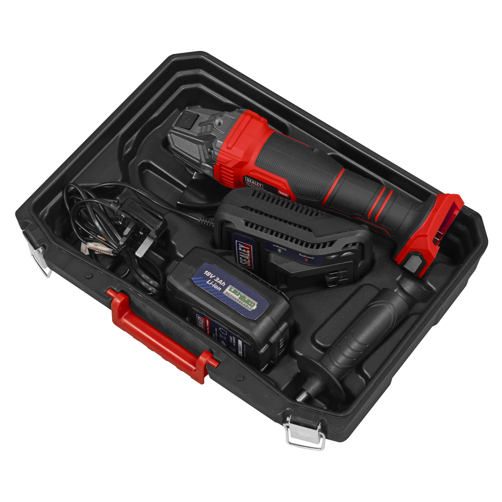 115mm Cordless Angle Grinder 18V 3Ah - Red