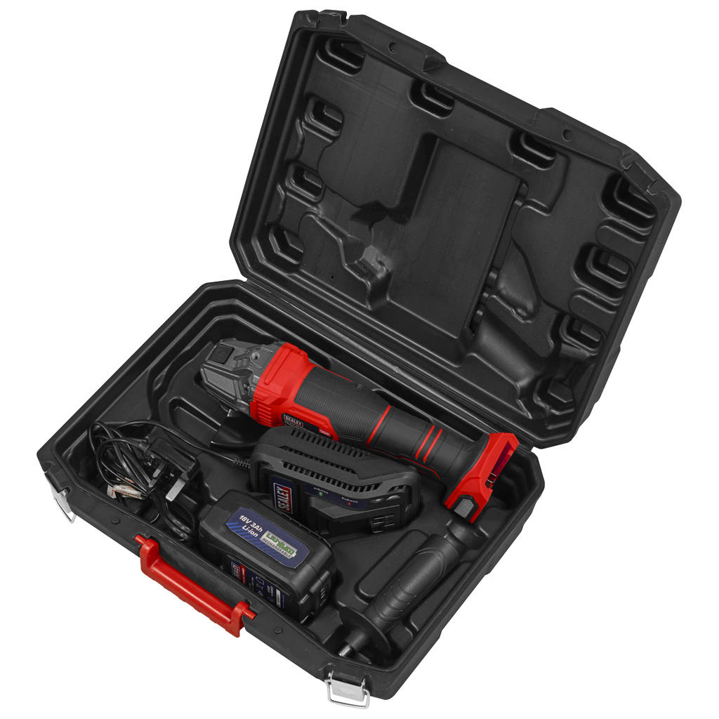 115mm Cordless Angle Grinder 18V 3Ah - Red