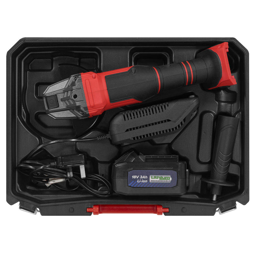 115mm Cordless Angle Grinder 18V 3Ah - Red