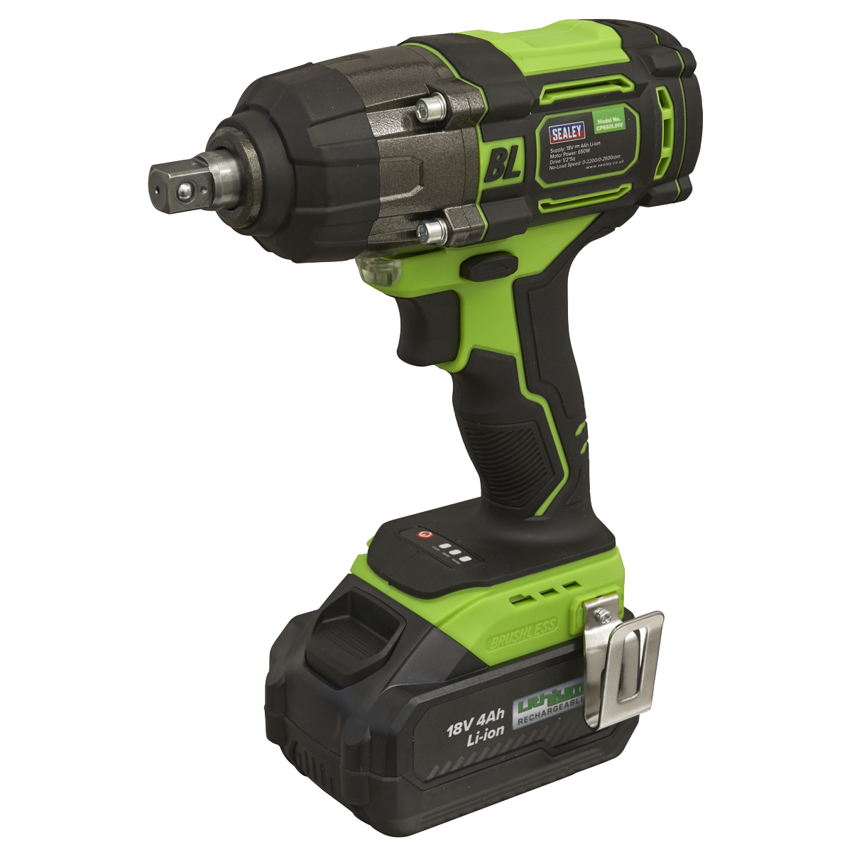 1/2"Sq Drive Cordless Brushless Impact Wrench 18V 4Ah