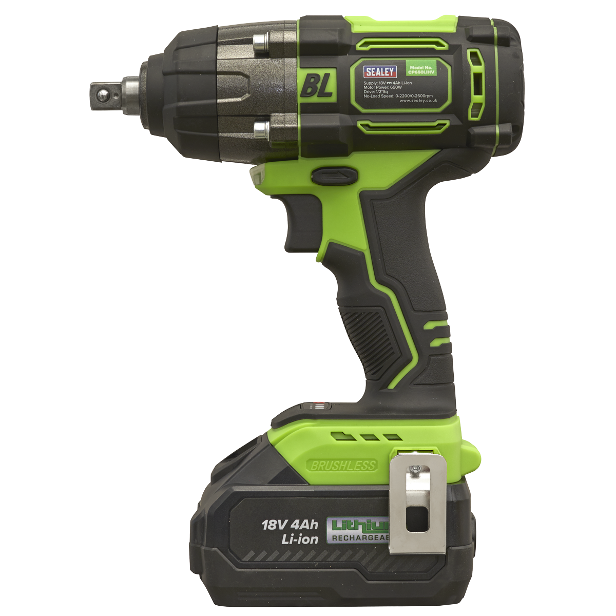 1/2"Sq Drive Cordless Brushless Impact Wrench 18V 4Ah