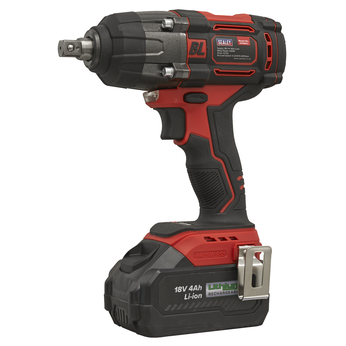 1/2"Sq Drive Cordless Brushless Impact Wrench 18V 4Ah