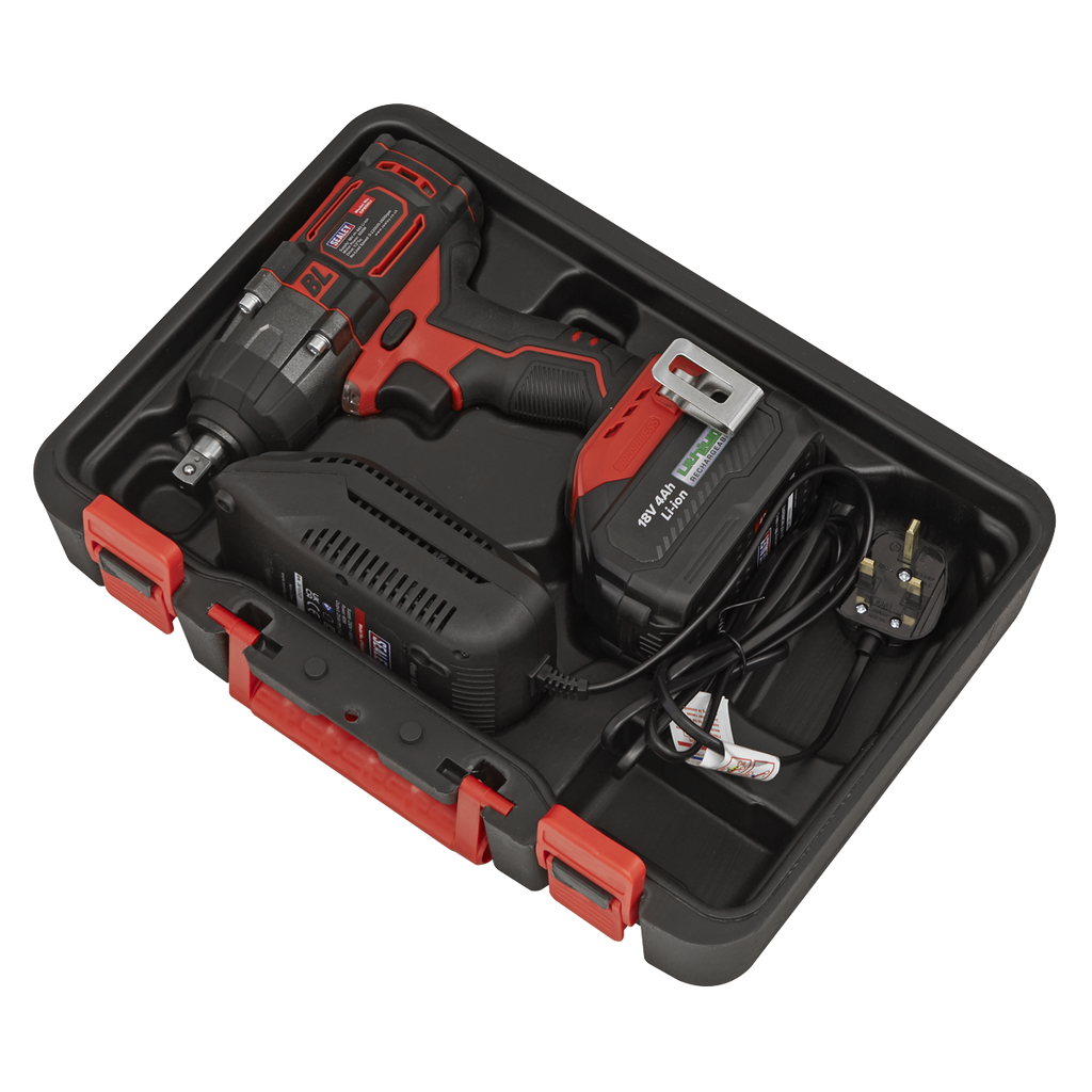 1/2"Sq Drive Cordless Brushless Impact Wrench 18V 4Ah
