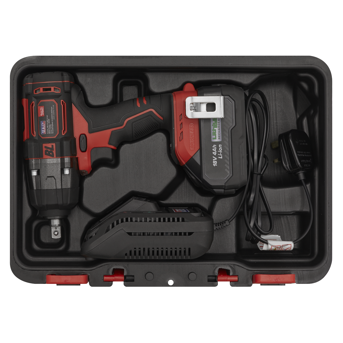 1/2"Sq Drive Cordless Brushless Impact Wrench 18V 4Ah