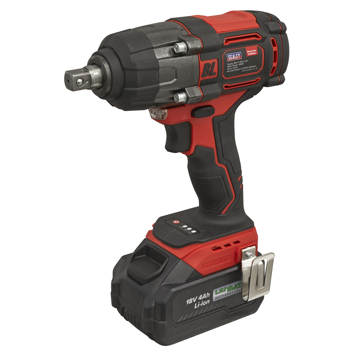 1/2"Sq Drive Cordless Brushless Impact Wrench 18V 4Ah