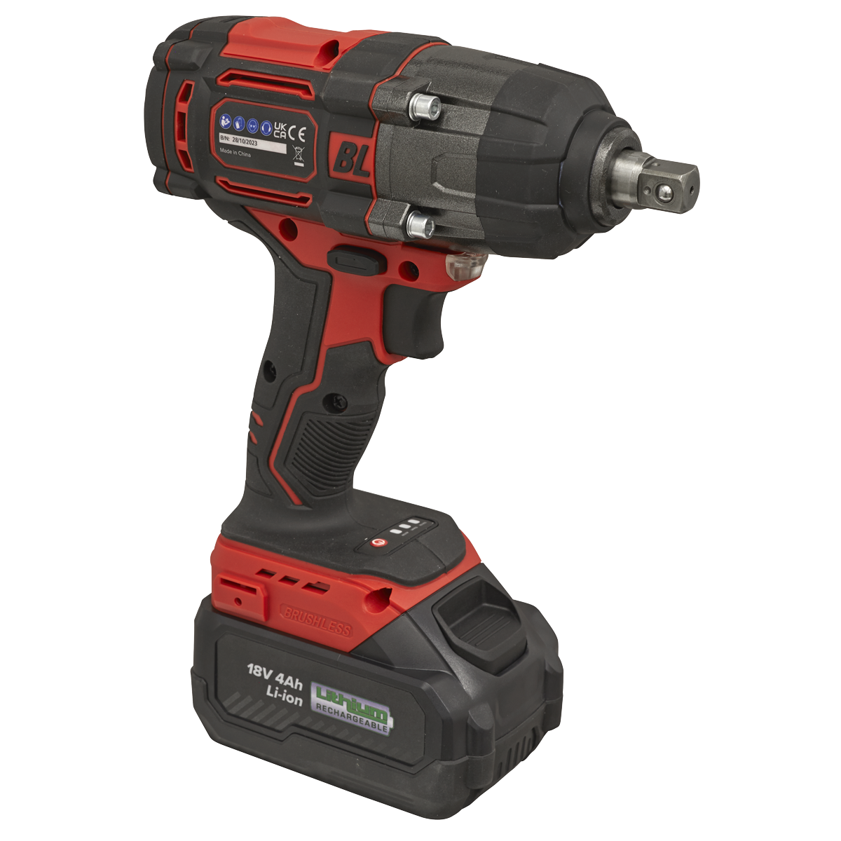 1/2"Sq Drive Cordless Brushless Impact Wrench 18V 4Ah