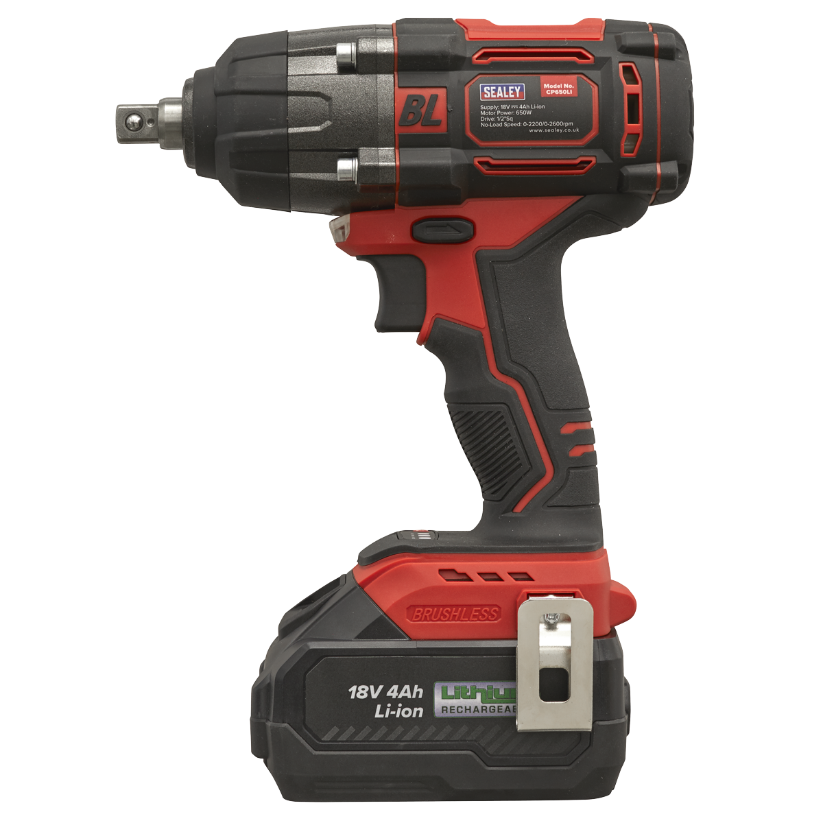 1/2"Sq Drive Cordless Brushless Impact Wrench 18V 4Ah