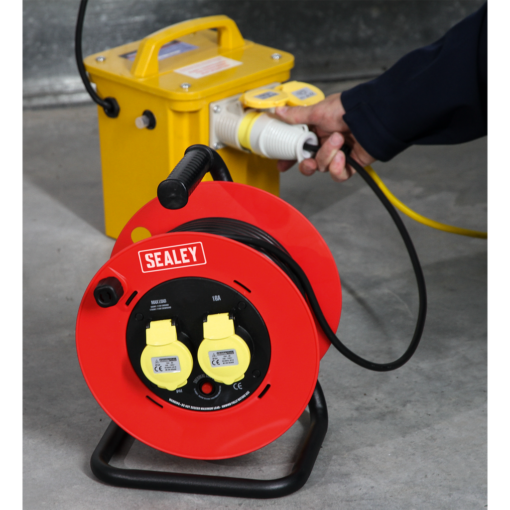 25m Heavy-Duty Cable Reel with Thermal Trip 2 x 110V