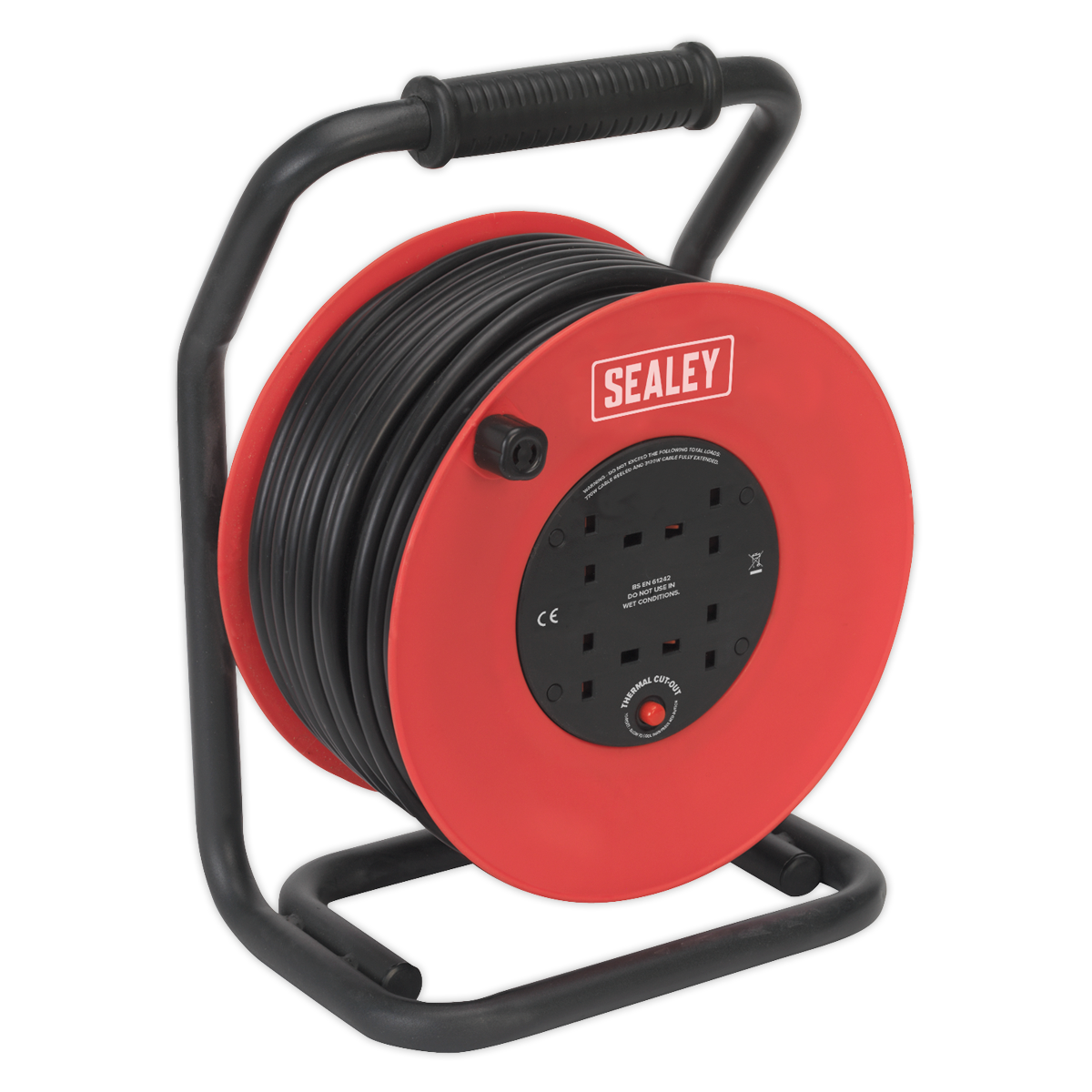 50m Heavy-Duty Cable Reel with Thermal Trip 4 x 230V