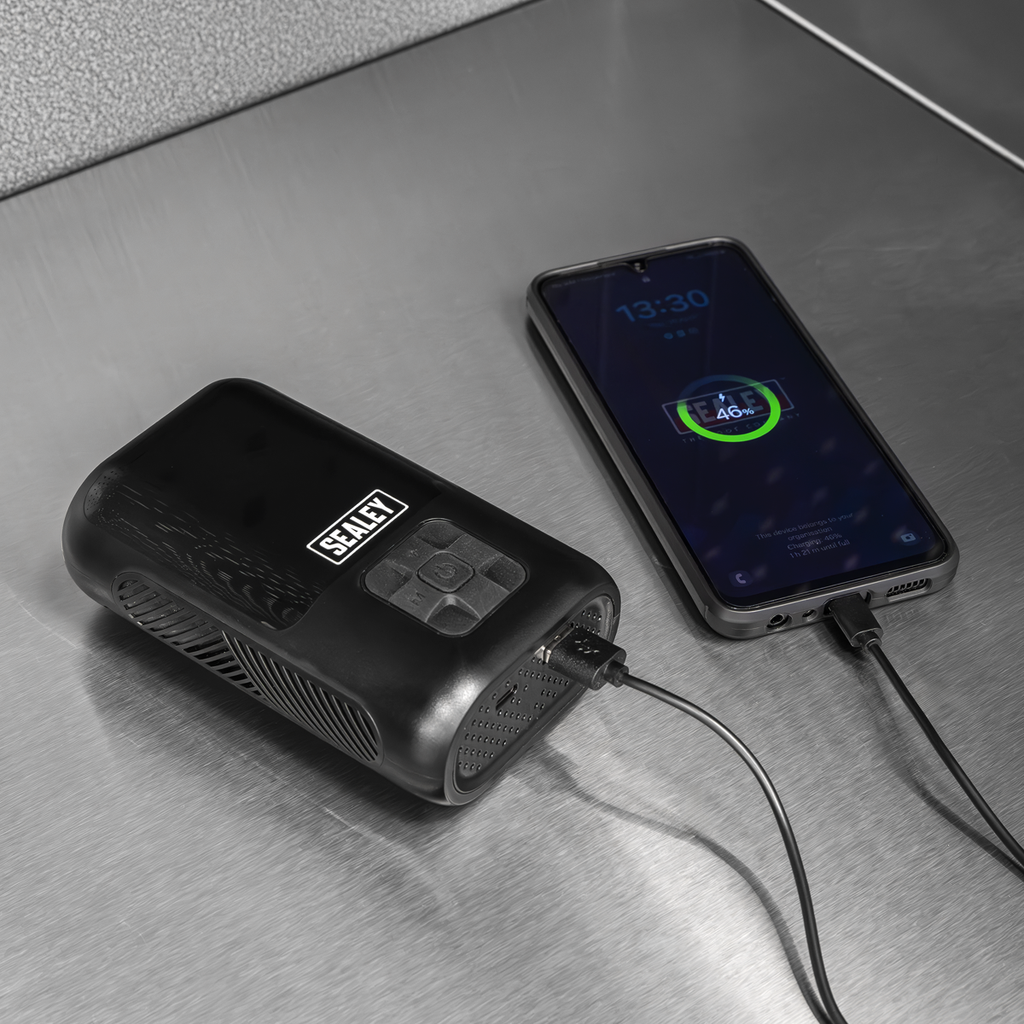 Tyre Inflator & Power Bank with Worklight Rechargeable