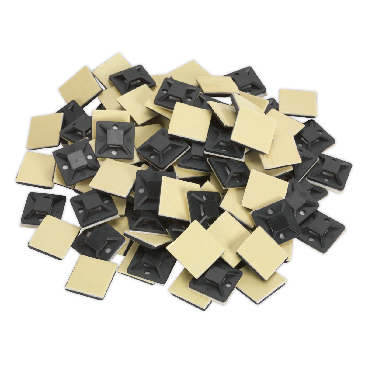 Self-Adhesive Cable Tie Mount 20 x 20mm, Black - Pack of 100