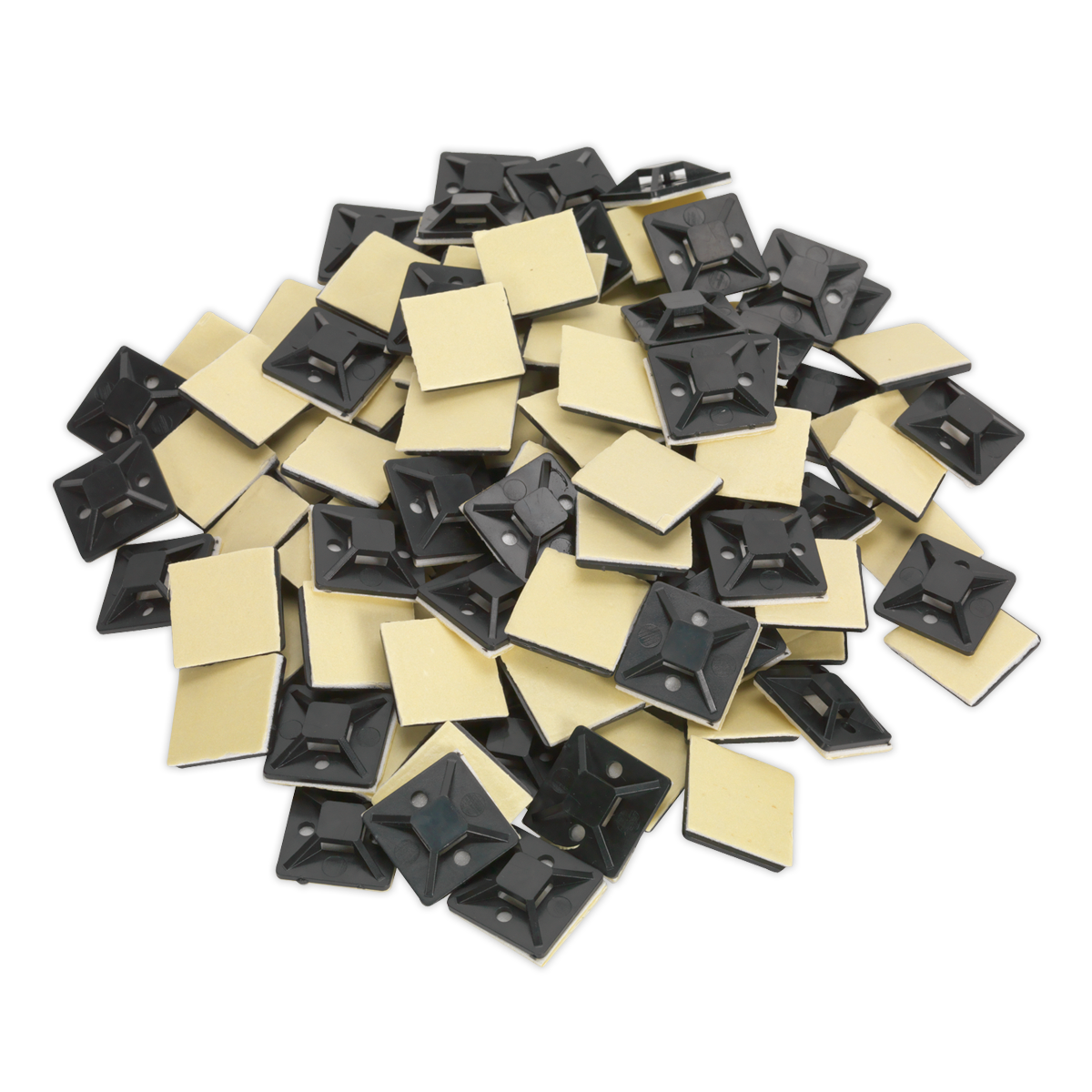Self-Adhesive Cable Tie Mount 25 x 25mm, Black - Pack of 100