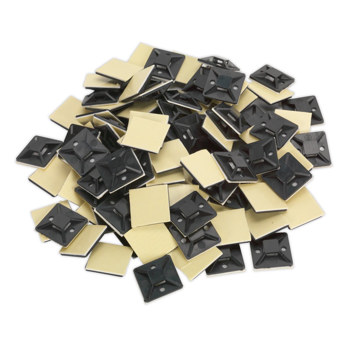 Self-Adhesive Cable Tie Mount 30 x 30mm, Black - Pack of 100