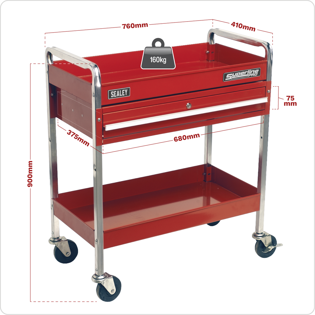 Superline PRO® Heavy-Duty Workshop Trolley with Drawer, 2-Level (CX101D)