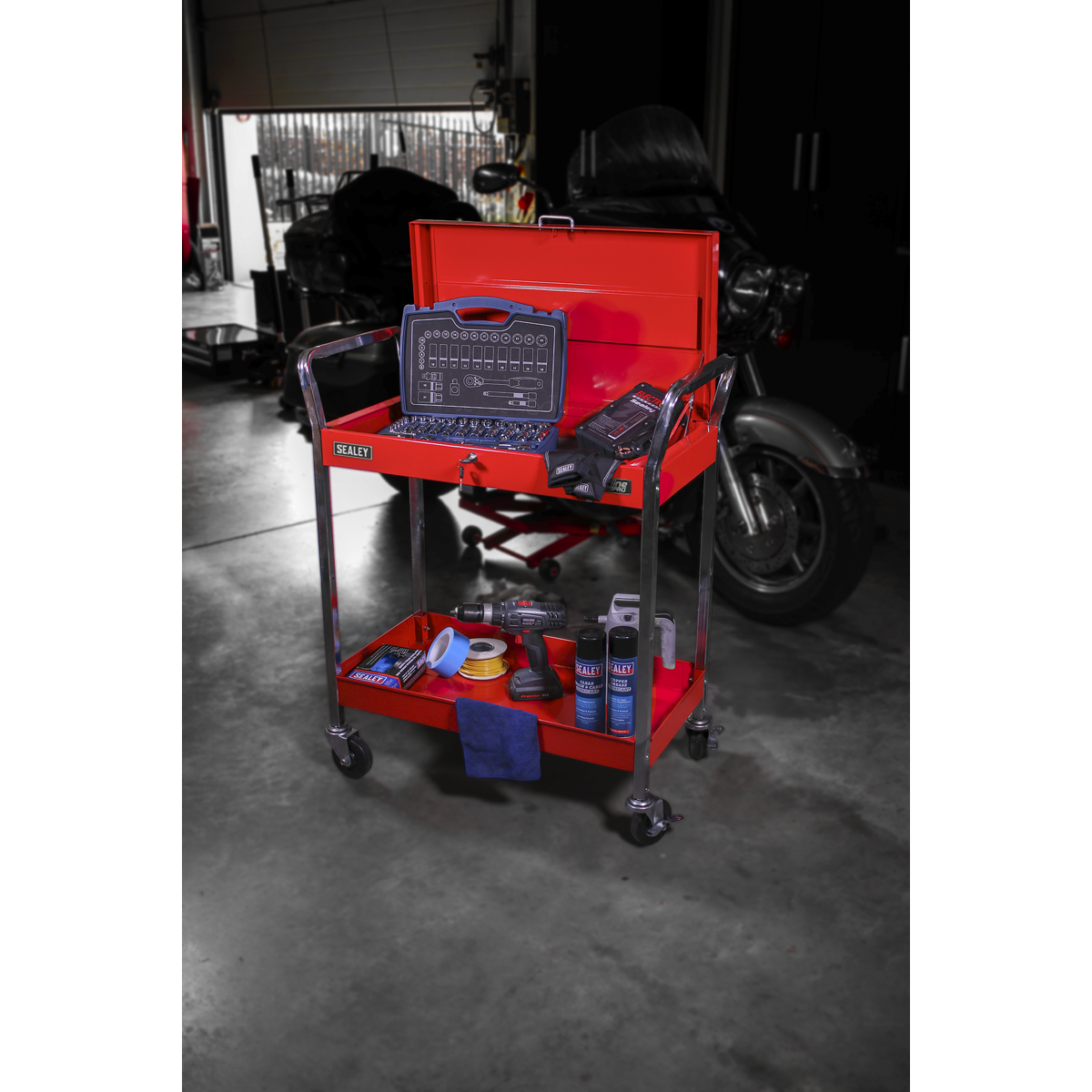 Superline PRO® Heavy-Duty Workshop Trolley with Lockable Top, 2-Level (CX104)