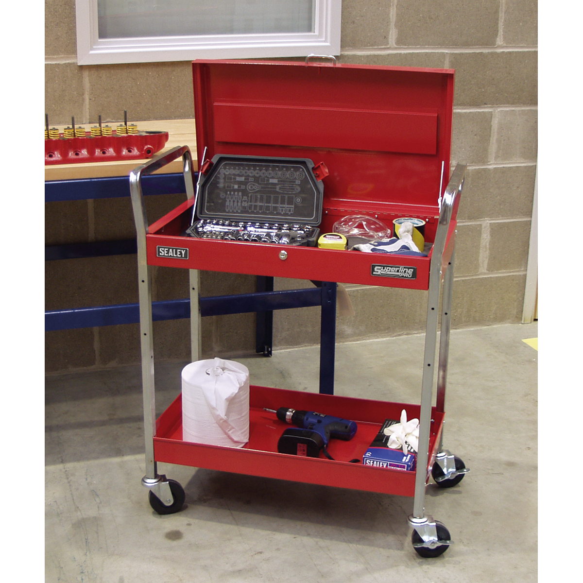 Superline PRO® Heavy-Duty Workshop Trolley with Lockable Top, 2-Level (CX104)