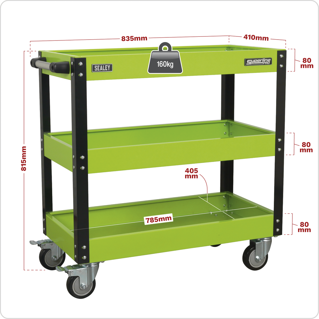 Superline PRO® Heavy-Duty Workshop Trolley, 3-Level (CX110HV)