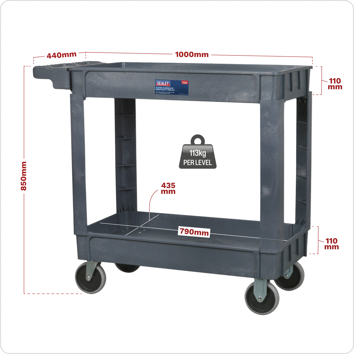Composite Heavy-Duty Trolley, 2-Level (CX202)