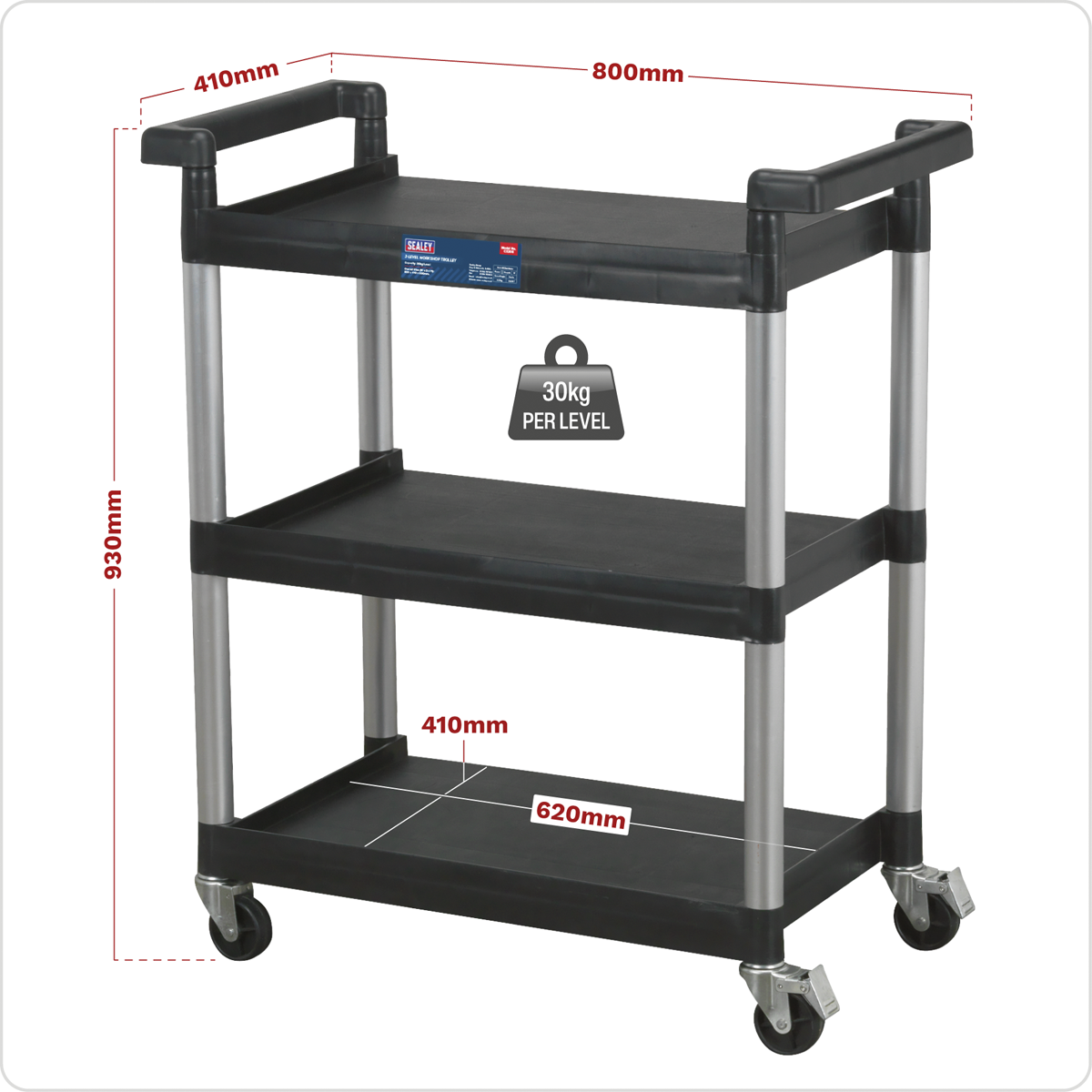 Composite Workshop Trolley, 3-Level (CX308)