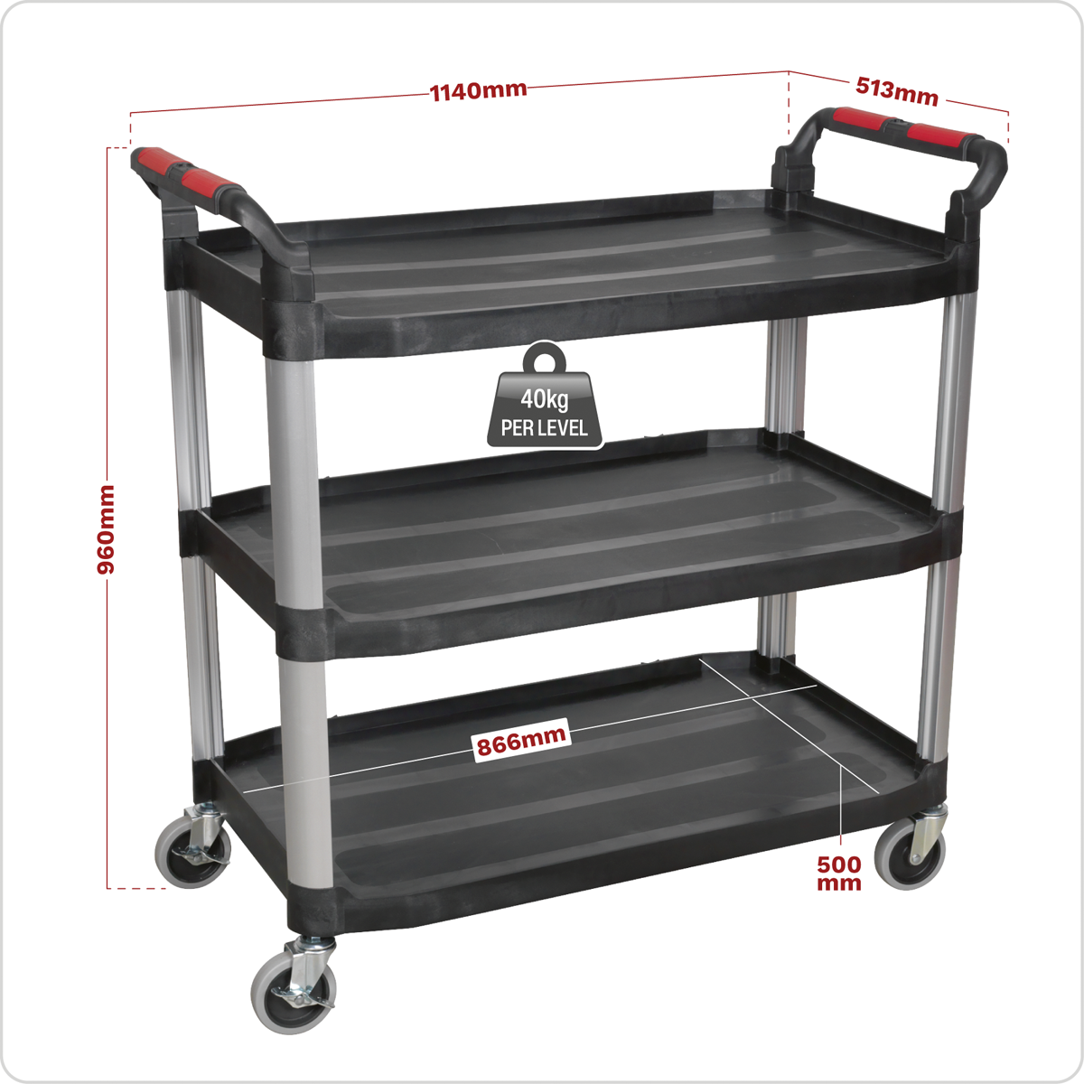Composite Workshop Trolley 3-Level/3 Wall