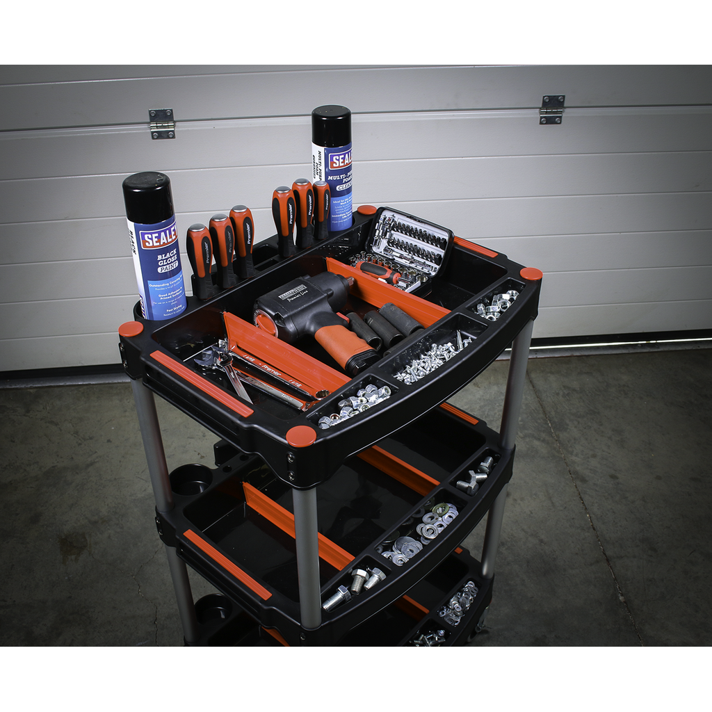 Composite Workshop Trolley with Parts Storage, 3-Level (CX313)