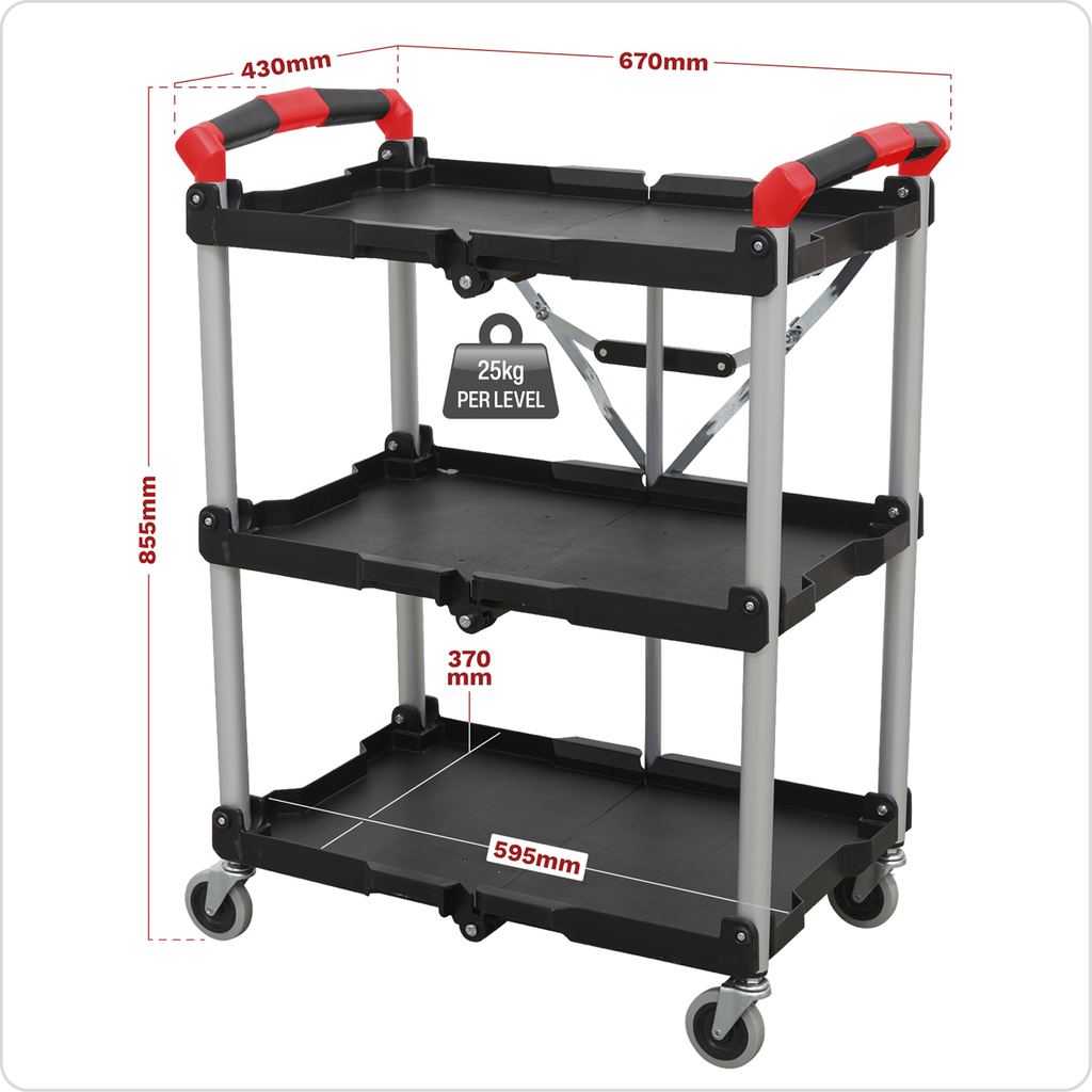 Folding Composite Workshop Trolley, 3-Level (CX314)