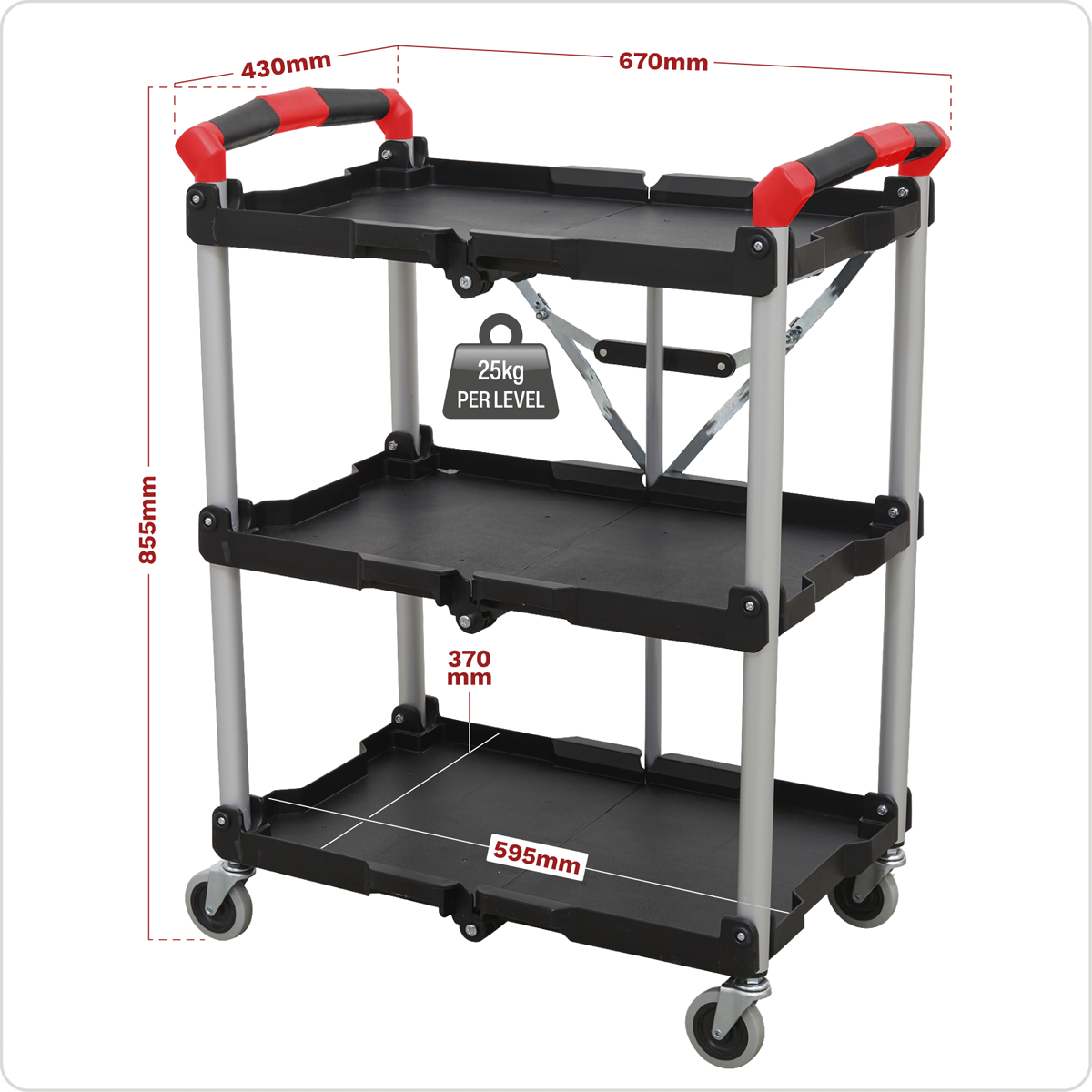 Folding Composite Workshop Trolley, 3-Level (CX314)