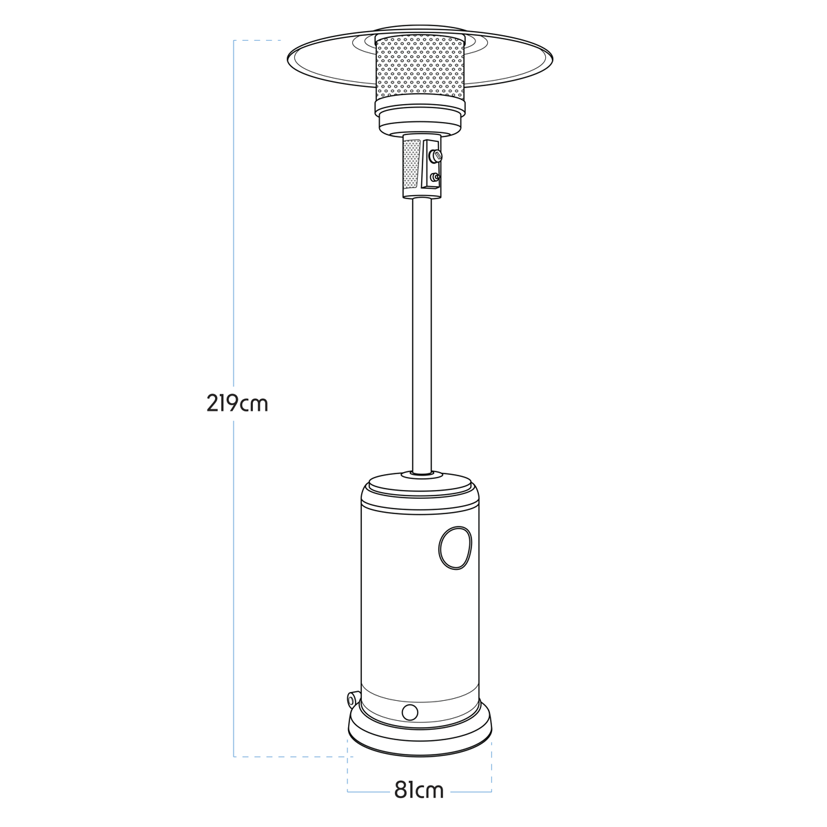 Dellonda Outdoor Garden Gas Patio Heater 13kW Commercial & Domestic Use, Black