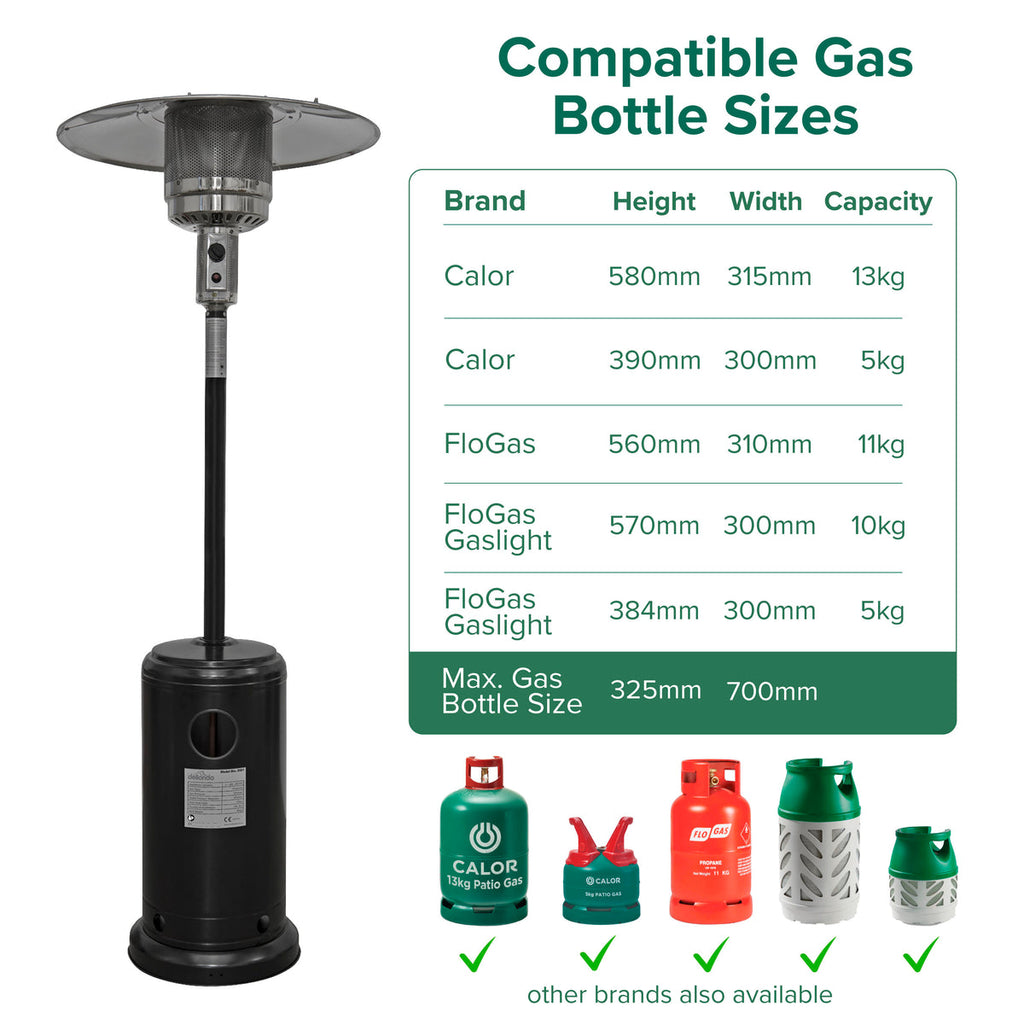 Dellonda Freestanding Gas Patio Heater with Cover 13kW, Stainless Steel (DG221)